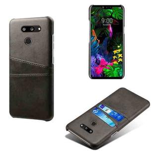 For LG G8 ThinQ Calf Texture PC + PU Leather Back Cover Shockproof Case with Dual Card Slots(Black)