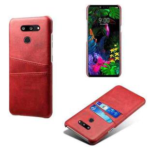 For LG G8 ThinQ Calf Texture PC + PU Leather Back Cover Shockproof Case with Dual Card Slots(Red)