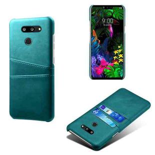 For LG G8 ThinQ Calf Texture PC + PU Leather Back Cover Shockproof Case with Dual Card Slots(Green)