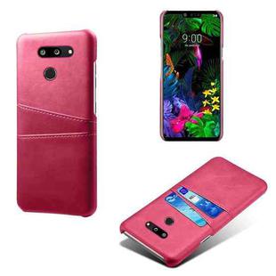 For LG G8 ThinQ Calf Texture PC + PU Leather Back Cover Shockproof Case with Dual Card Slots(Rose Red)