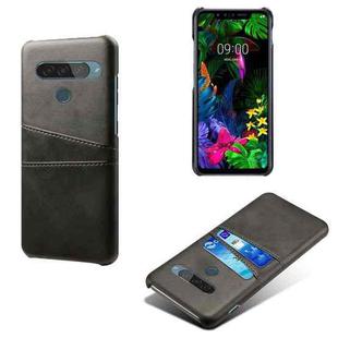 For LG G8S ThinQ Calf Texture PC + PU Leather Back Cover Shockproof Case with Dual Card Slots(Black)