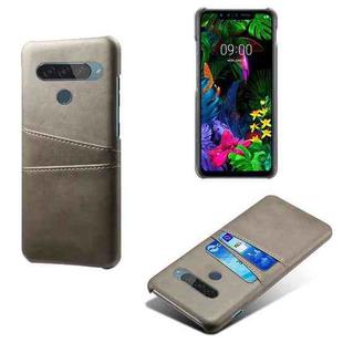 For LG G8S ThinQ Calf Texture PC + PU Leather Back Cover Shockproof Case with Dual Card Slots(Grey)