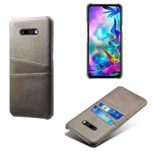 For LG G8X ThinQ Calf Texture PC + PU Leather Back Cover Shockproof Case with Dual Card Slots(Grey)