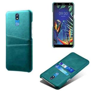 For LG K40 Calf Texture PC + PU Leather Back Cover Shockproof Case with Dual Card Slots(Green)