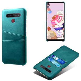For LG K51S Calf Texture PC + PU Leather Back Cover Shockproof Case with Dual Card Slots(Green)