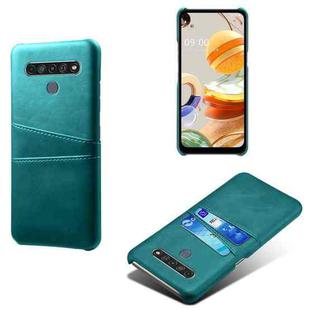 For LG K61 Calf Texture PC + PU Leather Back Cover Shockproof Case with Dual Card Slots(Green)