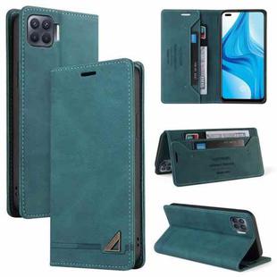 For OPPO F17 Pro Skin Feel Anti-theft Brush Horizontal Flip Leather Case with Holder & Card Slots & Wallet(Blue)
