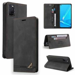 For OPPO A52 / A72 / A92 Skin Feel Anti-theft Brush Horizontal Flip Leather Case with Holder & Card Slots & Wallet(Black)