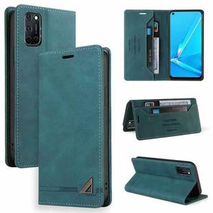 For OPPO A52 / A72 / A92 Skin Feel Anti-theft Brush Horizontal Flip Leather Case with Holder & Card Slots & Wallet(Blue)
