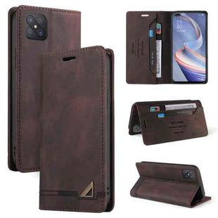 For OPPO A92S Skin Feel Anti-theft Brush Horizontal Flip Leather Case with Holder & Card Slots & Wallet(Brown)