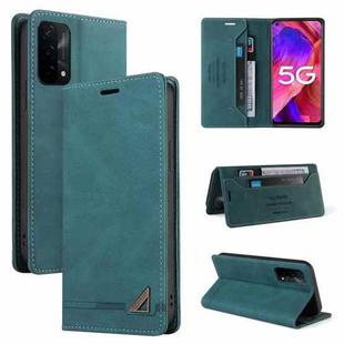 For OPPO A93 5G Skin Feel Anti-theft Brush Horizontal Flip Leather Case with Holder & Card Slots & Wallet(Blue)