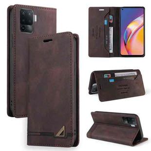 For OPPO A94 Skin Feel Anti-theft Brush Horizontal Flip Leather Case with Holder & Card Slots & Wallet(Brown)