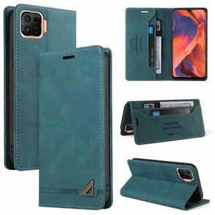 For OPPO F17 Skin Feel Anti-theft Brush Horizontal Flip Leather Case with Holder & Card Slots & Wallet(Blue)