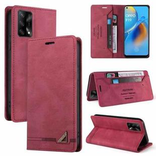 For OPPO F19 / A74 Skin Feel Anti-theft Brush Horizontal Flip Leather Case with Holder & Card Slots & Wallet(Wine Red)