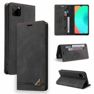 For OPPO Realme C11 Skin Feel Anti-theft Brush Horizontal Flip Leather Case with Holder & Card Slots & Wallet(Black)