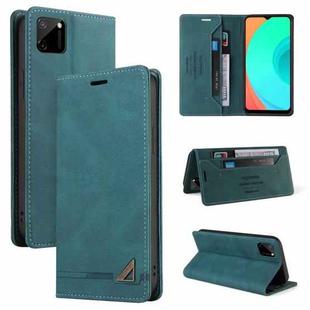 For OPPO Realme C11 Skin Feel Anti-theft Brush Horizontal Flip Leather Case with Holder & Card Slots & Wallet(Blue)