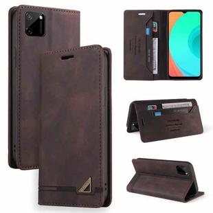 For OPPO Realme C11 Skin Feel Anti-theft Brush Horizontal Flip Leather Case with Holder & Card Slots & Wallet(Brown)