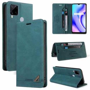 For OPPO Realme C15 Skin Feel Anti-theft Brush Horizontal Flip Leather Case with Holder & Card Slots & Wallet(Blue)