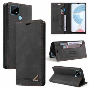 For OPPO Realme C21 Skin Feel Anti-theft Brush Horizontal Flip Leather Case with Holder & Card Slots & Wallet(Black)