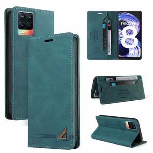 For OPPO Realme 8 Skin Feel Anti-theft Brush Horizontal Flip Leather Case with Holder & Card Slots & Wallet(Blue)