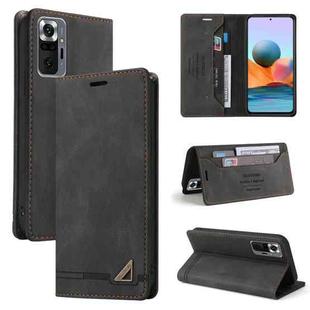 For Xiaomi Redmi Note 10 Pro Skin Feel Anti-theft Brush Horizontal Flip Leather Case with Holder & Card Slots & Wallet(Black)