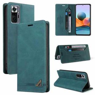 For Xiaomi Redmi Note 10 Pro Skin Feel Anti-theft Brush Horizontal Flip Leather Case with Holder & Card Slots & Wallet(Blue)