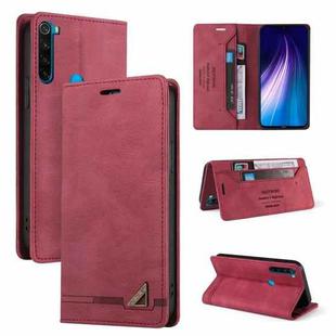 For Xiaomi Redmi Note 8 Skin Feel Anti-theft Brush Horizontal Flip Leather Case with Holder & Card Slots & Wallet(Wine Red)