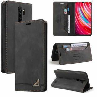 For Xiaomi Redmi Note 8 Pro Skin Feel Anti-theft Brush Horizontal Flip Leather Case with Holder & Card Slots & Wallet(Black)