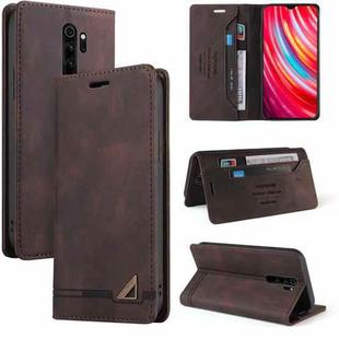 For Xiaomi Redmi Note 8 Pro Skin Feel Anti-theft Brush Horizontal Flip Leather Case with Holder & Card Slots & Wallet(Brown)