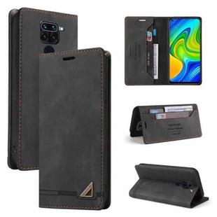 For Xiaomi Redmi Note 9 Skin Feel Anti-theft Brush Horizontal Flip Leather Case with Holder & Card Slots & Wallet(Black)