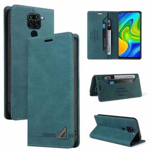 For Xiaomi Redmi Note 9 Skin Feel Anti-theft Brush Horizontal Flip Leather Case with Holder & Card Slots & Wallet(Blue)