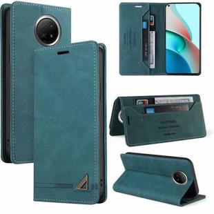 For Xiaomi Redmi Note 9 5G Skin Feel Anti-theft Brush Horizontal Flip Leather Case with Holder & Card Slots & Wallet(Blue)