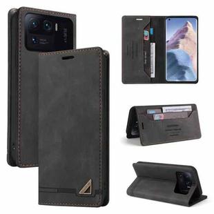 For Xiaomi Mi 11 Ultra Skin Feel Anti-theft Brush Horizontal Flip Leather Case with Holder & Card Slots & Wallet(Black)