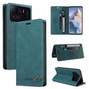 For Xiaomi Mi 11 Ultra Skin Feel Anti-theft Brush Horizontal Flip Leather Case with Holder & Card Slots & Wallet(Blue)