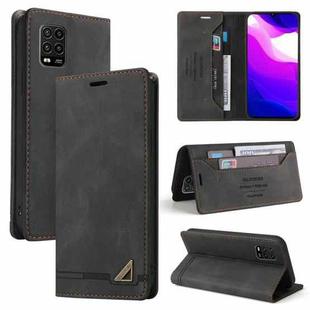 For Xiaomi Mi 10 Lite 5G Skin Feel Anti-theft Brush Horizontal Flip Leather Case with Holder & Card Slots & Wallet(Black)