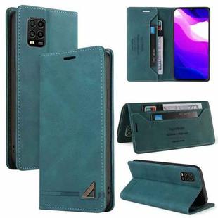 For Xiaomi Mi 10 Lite 5G Skin Feel Anti-theft Brush Horizontal Flip Leather Case with Holder & Card Slots & Wallet(Blue)
