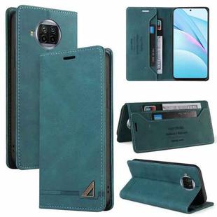 For Xiaomi Mi 10T Lite 5G Skin Feel Anti-theft Brush Horizontal Flip Leather Case with Holder & Card Slots & Wallet(Blue)
