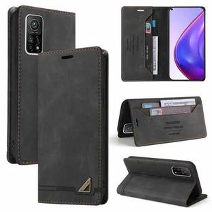 For Xiaomi Mi 10T Pro 5G Skin Feel Anti-theft Brush Horizontal Flip Leather Case with Holder & Card Slots & Wallet(Black)