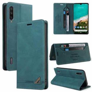For Xiaomi Mi A3 Skin Feel Anti-theft Brush Horizontal Flip Leather Case with Holder & Card Slots & Wallet(Blue)