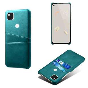 For Google Pixel 4a Calf Texture PC + PU Leather Back Cover Shockproof Case with Dual Card Slots(Green)