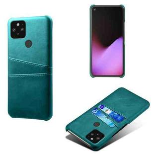 For Google Pixel 5 Calf Texture PC + PU Leather Back Cover Shockproof Case with Dual Card Slots(Green)