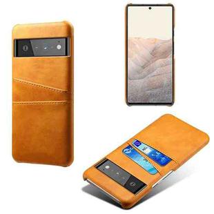 For Google Pixel 6 Pro Calf Texture PC + PU Leather Back Cover Shockproof Case with Dual Card Slots(Orange)