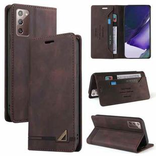 For Samsung Galaxy Note20 Skin Feel Anti-theft Brush Horizontal Flip Leather Case with Holder & Card Slots & Wallet(Brown)