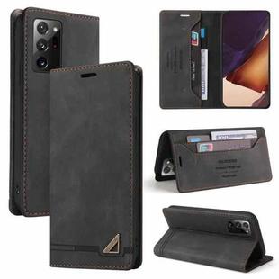 For Samsung Galaxy Note20 Ultra Skin Feel Anti-theft Brush Horizontal Flip Leather Case with Holder & Card Slots & Wallet(Black)