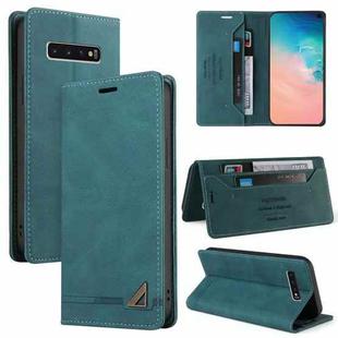 For Samsung Galaxy S10 Skin Feel Anti-theft Brush Horizontal Flip Leather Case with Holder & Card Slots & Wallet(Blue)