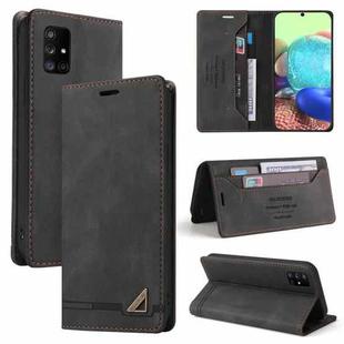 For Samsung Galaxy A71 4G Skin Feel Anti-theft Brush Horizontal Flip Leather Case with Holder & Card Slots & Wallet(Black)