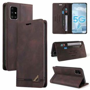 For Samsung Galaxy A71 5G Skin Feel Anti-theft Brush Horizontal Flip Leather Case with Holder & Card Slots & Wallet(Brown)