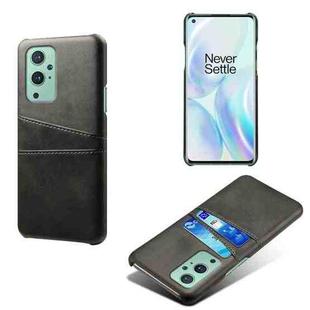 For OnePlus 9 Calf Texture PC + PU Leather Back Cover Shockproof Case with Dual Card Slots(Black)