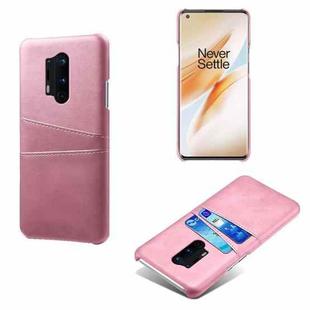 For OnePlus 8 Pro Calf Texture PC + PU Leather Back Cover Shockproof Case with Dual Card Slots(Pink)