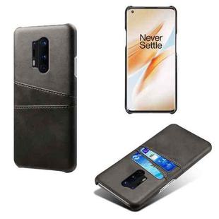 For OnePlus 8 Pro Calf Texture PC + PU Leather Back Cover Shockproof Case with Dual Card Slots(Black)